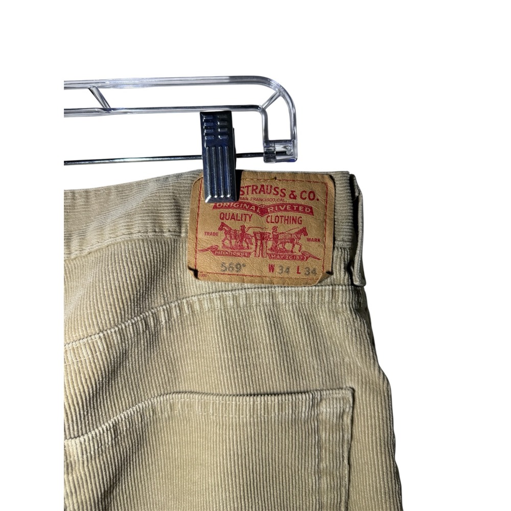 Vintage Y2K Levis 569 Mens Corduroy Pants Beige Loose Straight Fit W34 L34 - Picture 4 of 6